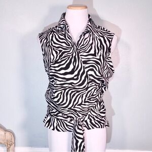 ZEBRA PRINT WRAP BLOUSE
